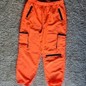 Shein neon orange jogger windbreaker pants size xl